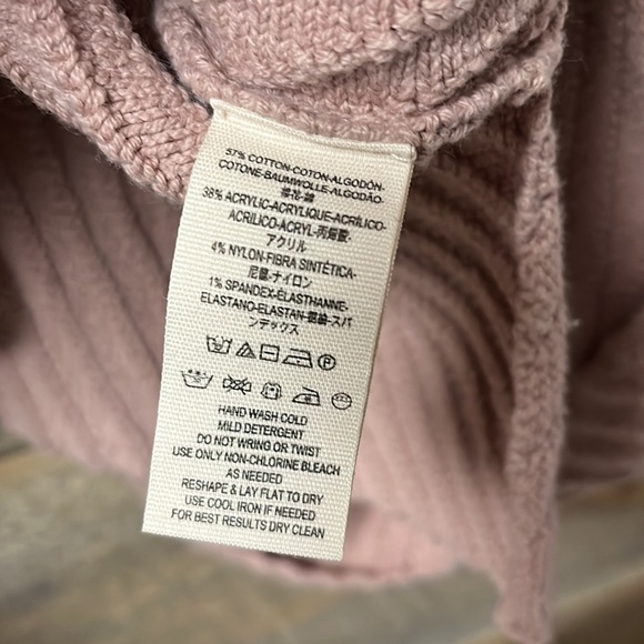 Free People NWT Dusty Rose Pink Ribbed Oversized Crop Sweater Small - Picture 5 of 6